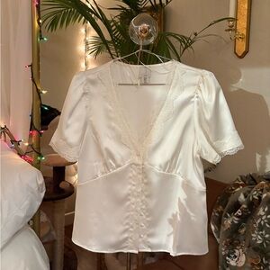 Joie Cream Satin Blouse
